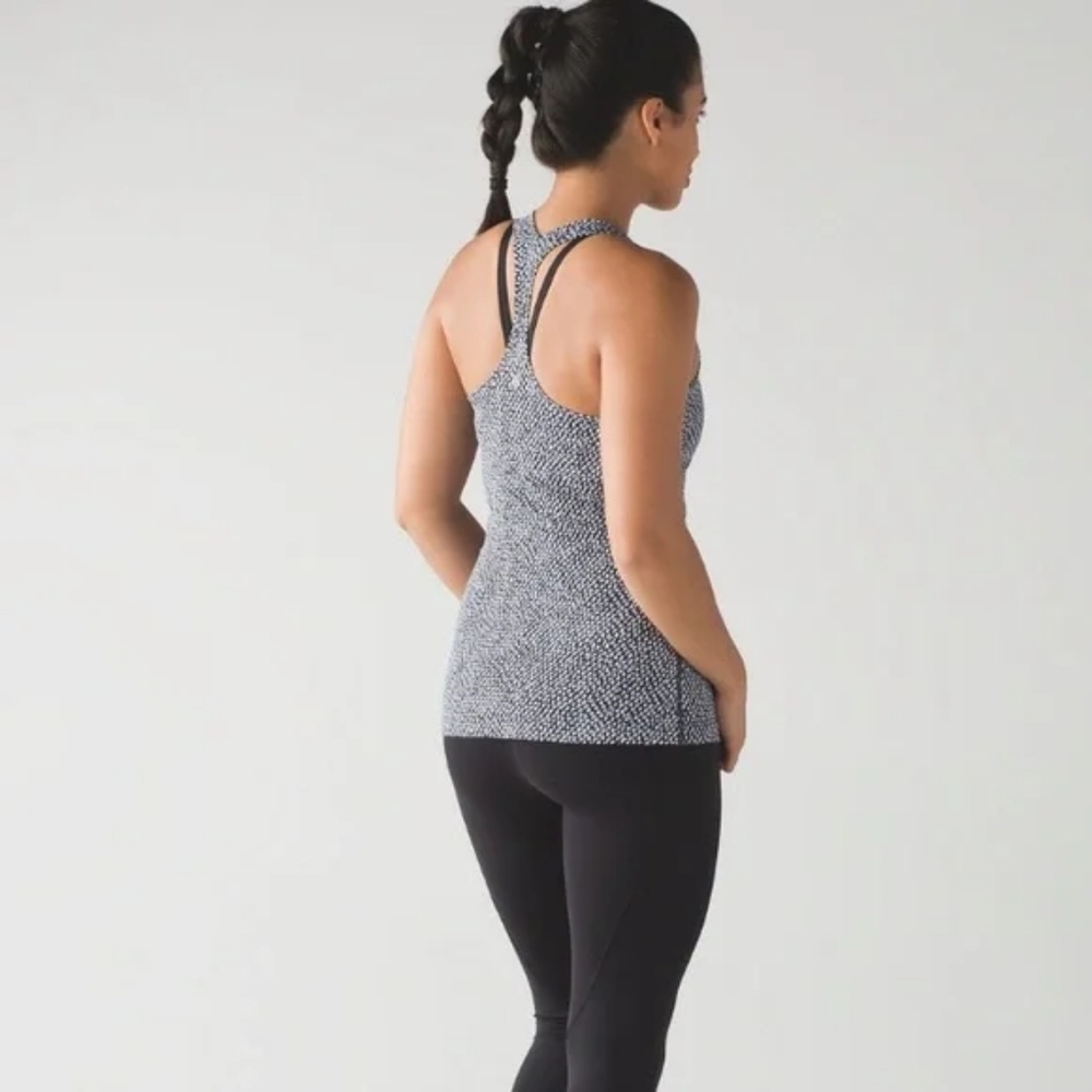 Lululemon Cool Racerback II Scatter Star Arctic Grey Black Size Small Approx - Picture 3 of 10